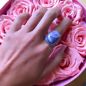 💜Beautiful Large Tiffany Stone ring💜 sterling silver size 6